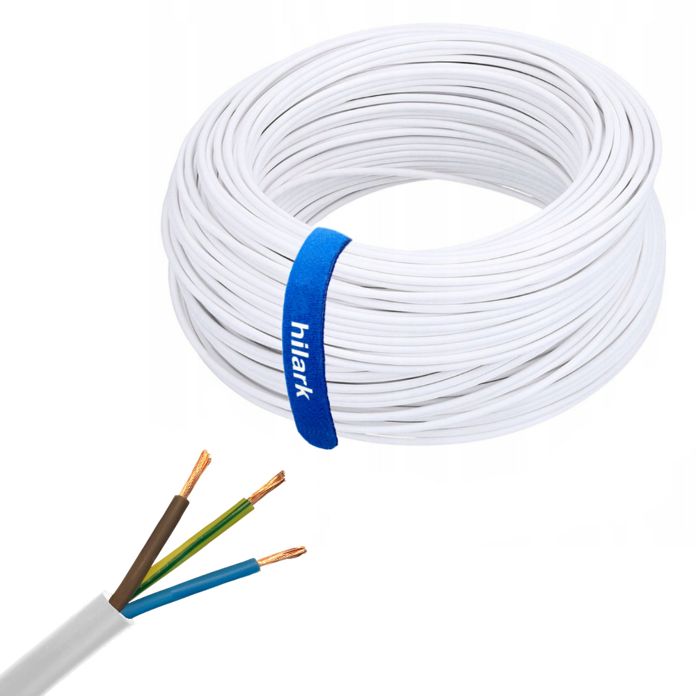 Câble d&rsquo;installation H03VV-F OMY 3×0,75 blanc 1m