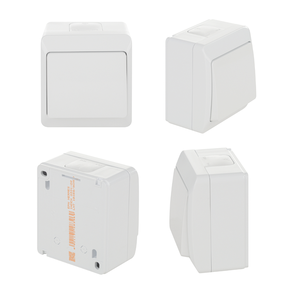 HERMES IP44 interrupteur en saillie étanche va-et-vient blanc EPN