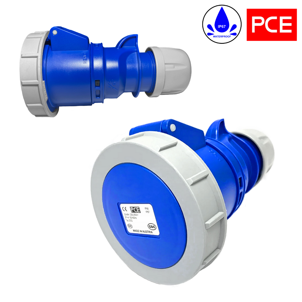 Prise mobile CEE PCE 32A 3 broches 6h IP67 2232-6, camping