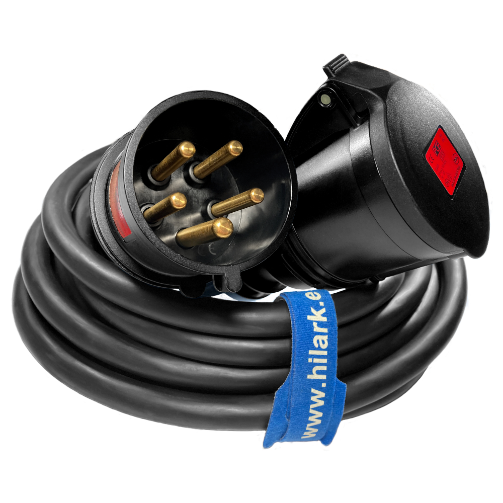 Rallonge triphasée CEE en caoutchouc H07RN-F 5x6mm IP44 32A 1m