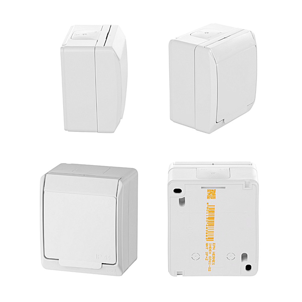 GNIAZDO NATYNKOWE HERMETYCZNE HERMES 1x2P+Z IP44 BIAŁE EPN