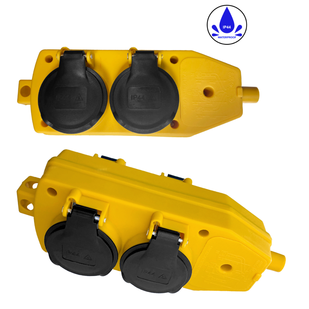 Répartiteur 4 prises 16A IP44 TYPE : avec broche de terre – jaune