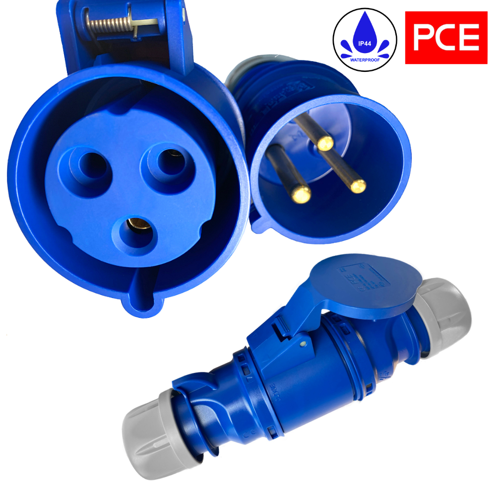 Rallonge CEE en polyuréthane H07BQ-F 3×2,5 1m BLEUE