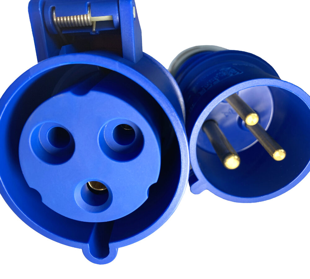 Rallonge triphasée CEE en polyuréthane H07BQ-F 3×2,5 50m Orange haute visibilité