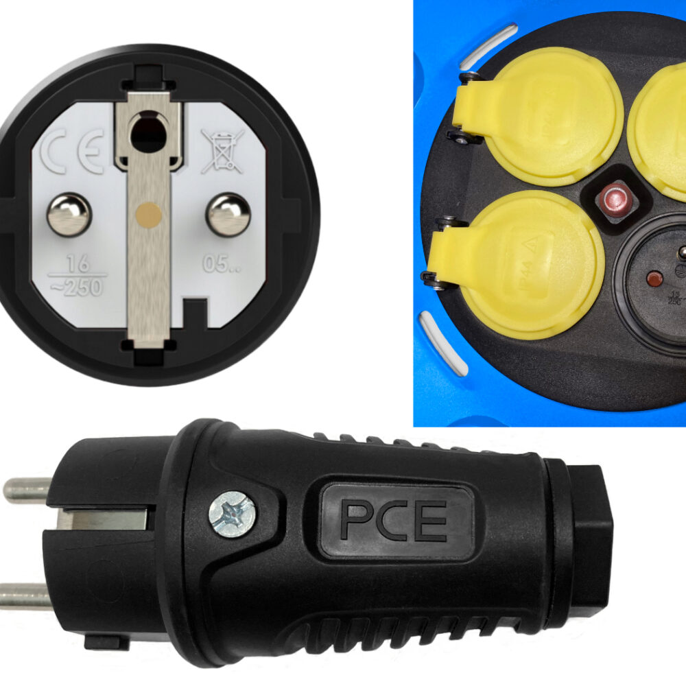 Rallonge blanche sur enrouleur plastique OWY H05VV-F 3×1,5 mm² 1m