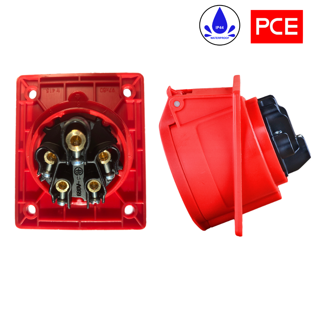 Prise de tableau industrielle 16A 5 broches IP44 415-6 – coudée