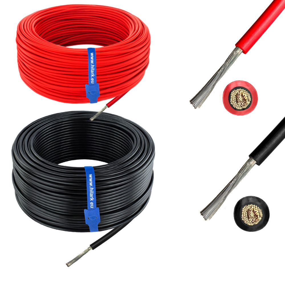 Câbles solaires kit rouge 1m + noir 1m 1x6mm²