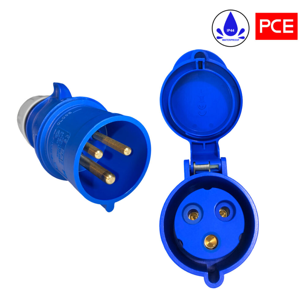 Rallonge pour camping-car CEE avec compteur d&rsquo;énergie H07BQ-F 3×2,5mm² Orange haute visibilité 1m