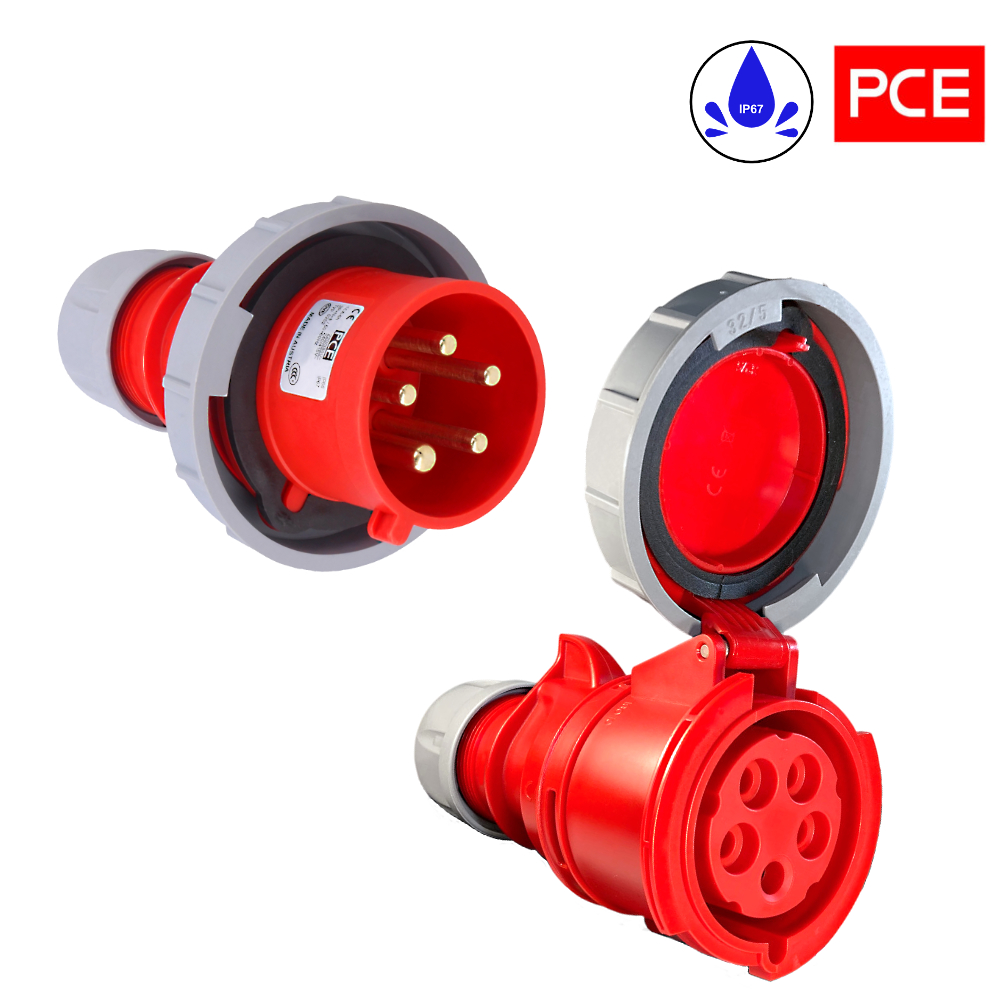 32A Rallonge triphasée CEE IP67 en caoutchouc OnPd H07RN-F 5×4 1m