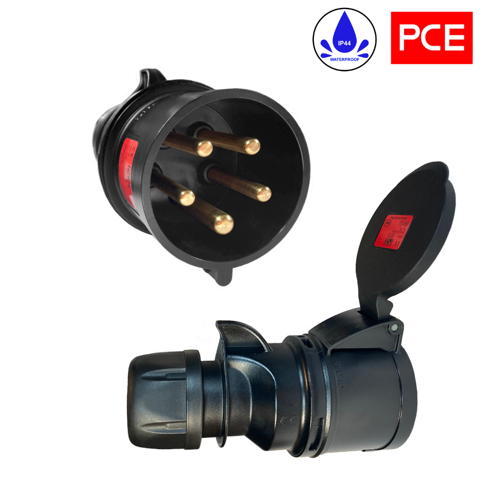 Rallonge triphasée CEE en caoutchouc H07RN-F 5x6mm IP44 32A 1m