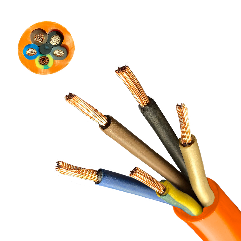 Câble PUR H07BQ-F 5×4 mm² Orange haute visibilité 20m