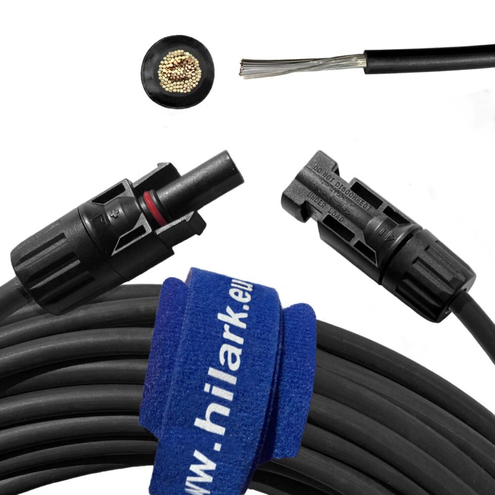 Rallonge solaire photovoltaïque MC4 pour panneaux 1x6mm² noire 0,5m