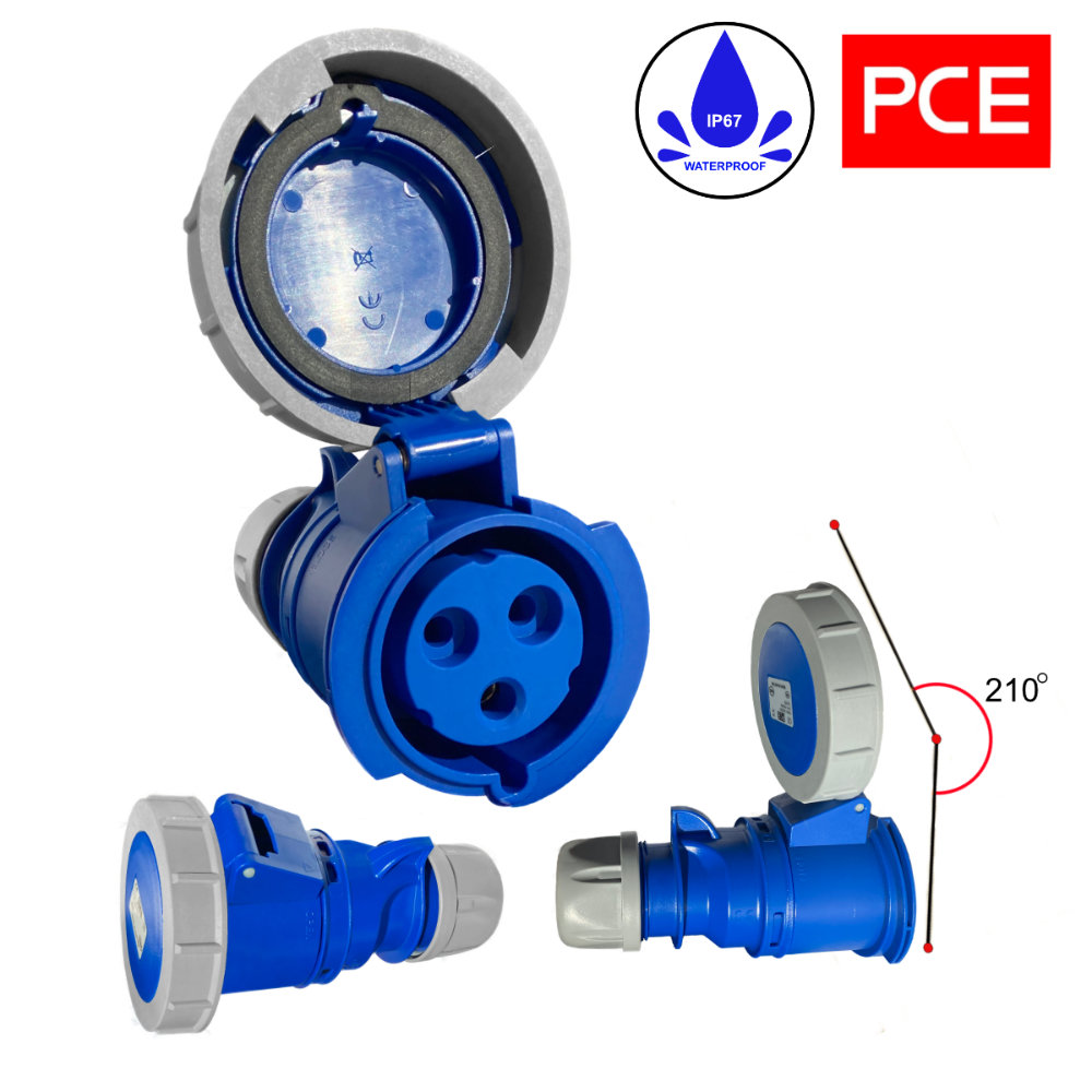 Prise PCE 16A, série 2132-6, camping, IP67