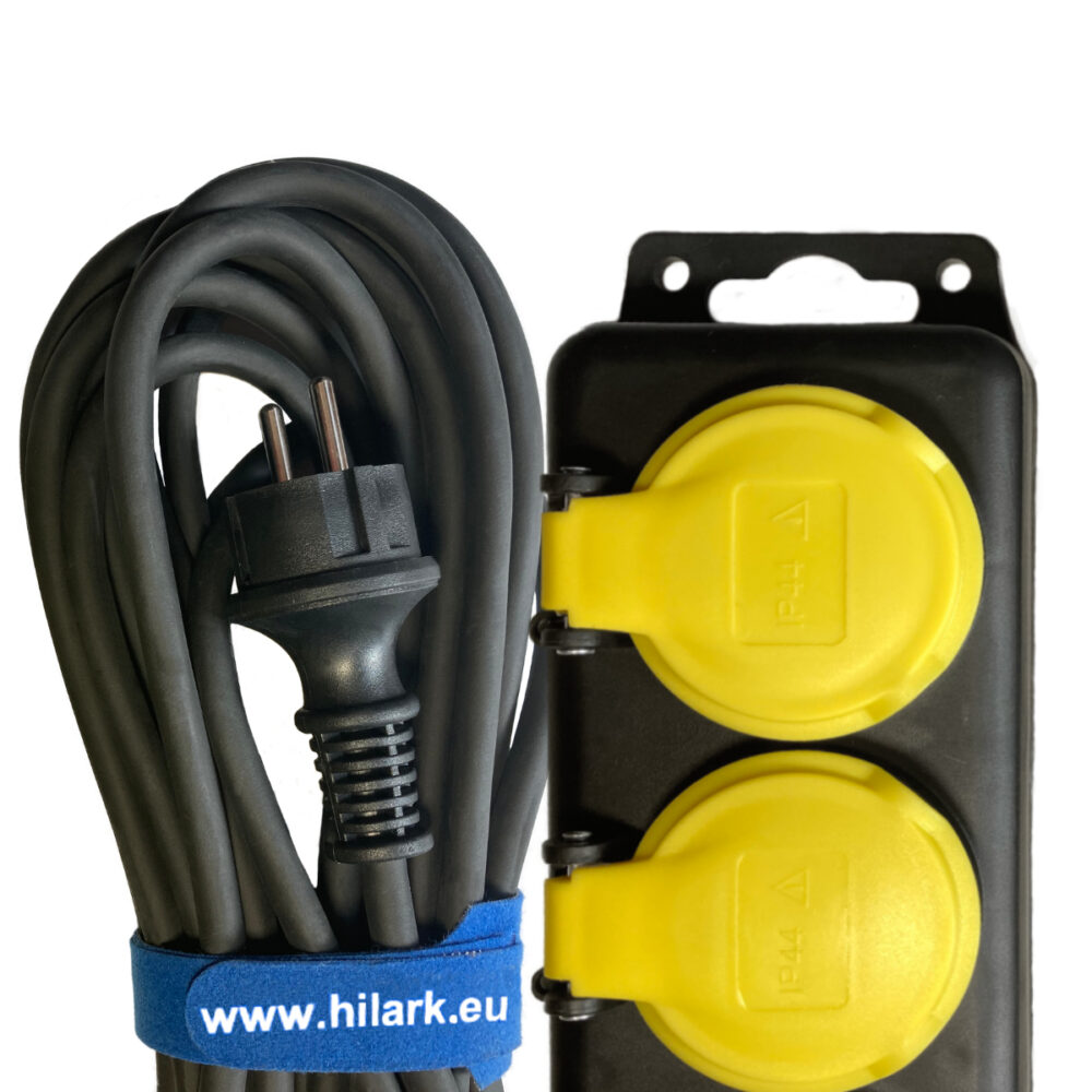 Przedłużacz budowlany, ogrodowy 5 gniazd na listwie 10m