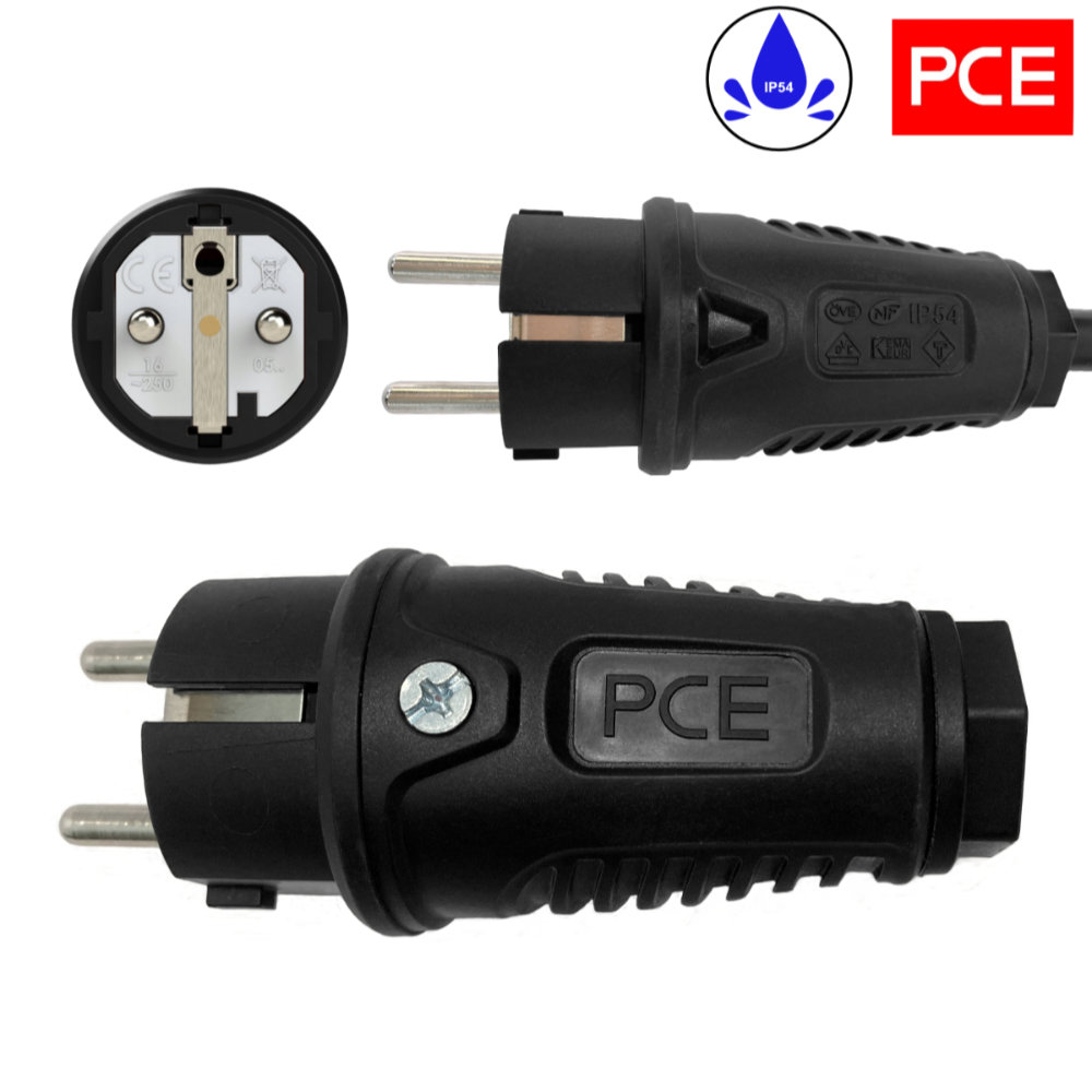 Rallonge en caoutchouc H05RR-F 3×1,5 mm² sur enrouleur inversé avec adaptateur triple 25m