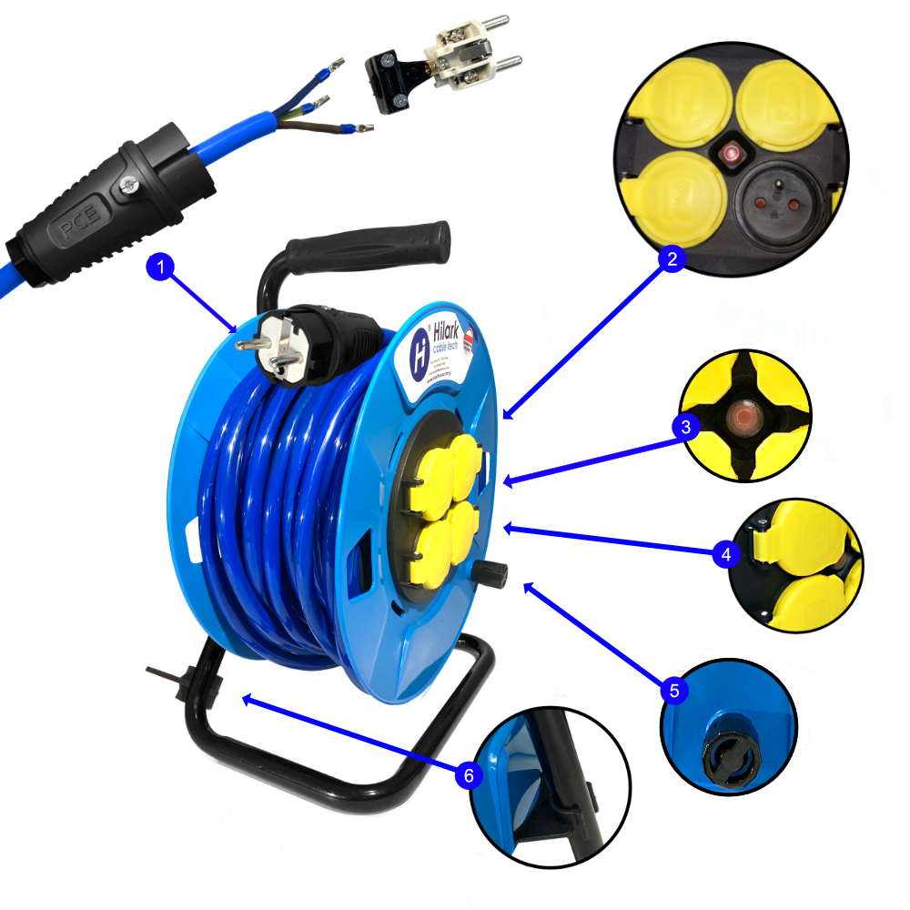 Rallonge en polyuréthane, 3×1,5mm² H07BQ-F 1m bleu