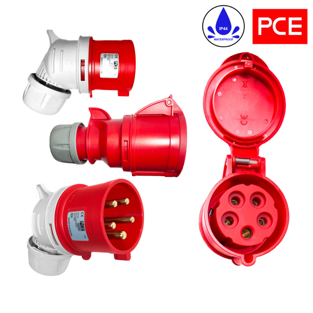 Rallonge triphasée CEE 45m H07BQ-F 5×2,5 mm fiche coudée 16A 400V IP44