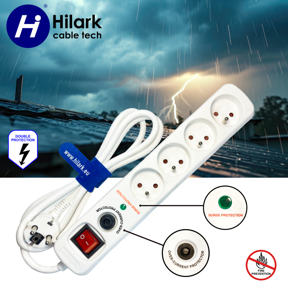 LISTWA PRZECIWPRZEPIĘCIOWA 4 GNIAZDA 1,4m 3680W Z WYŁĄCZNIKIEM