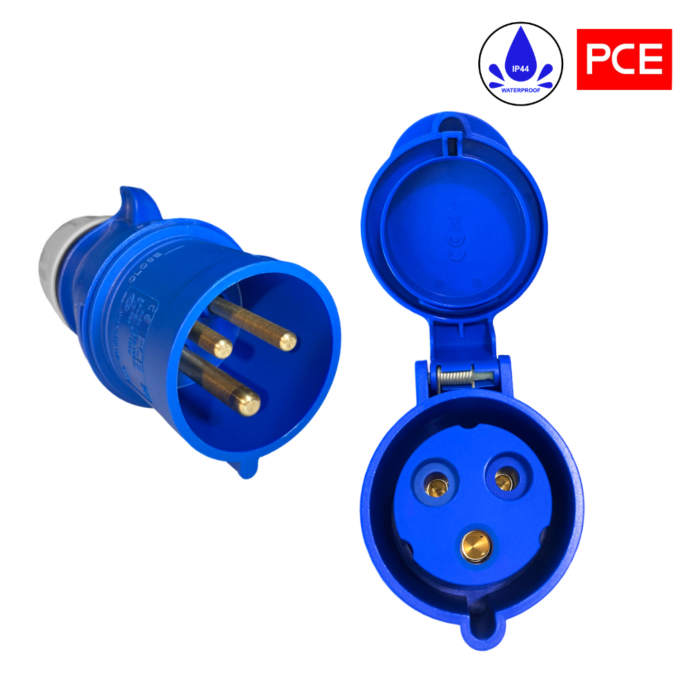 Rallonge triphasée CEE en polyuréthane H07BQ-F 3×2,5 3m Orange haute visibilité