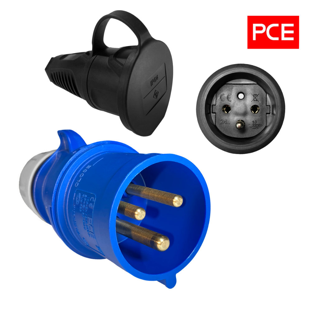 Adaptateur de rallonge pour camping-car H07RN-F 3×2,5 mm² avec fiche CEE 2m