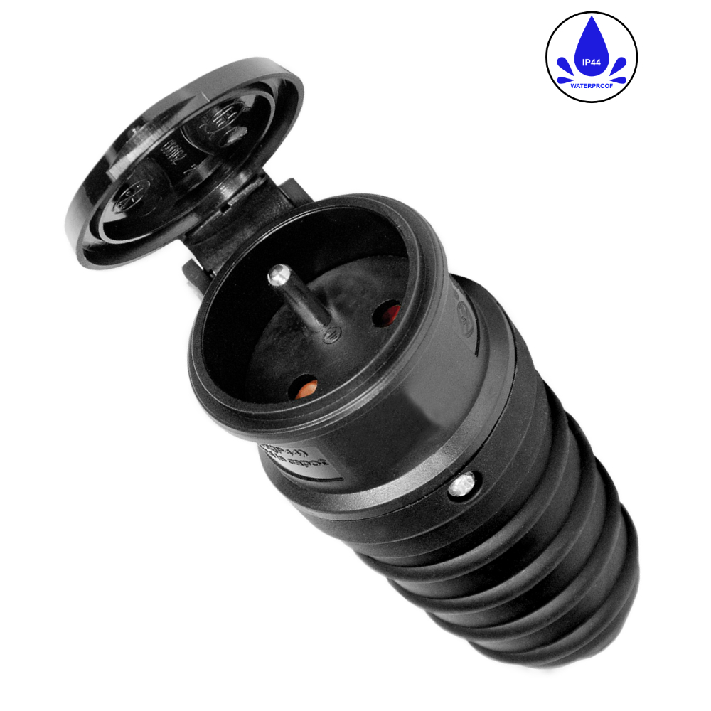 Prise en caoutchouc 16A 230V avec clapet de protection et mise à la terre