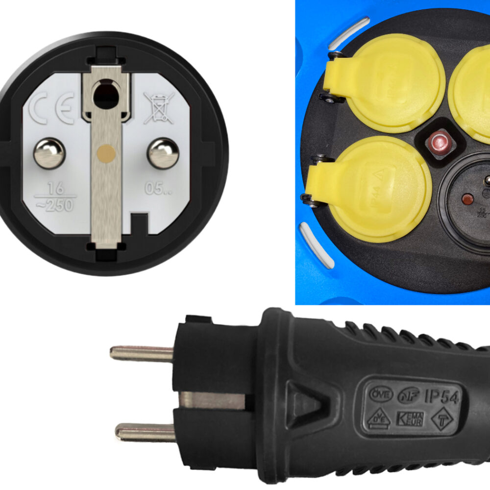 Rallonge en caoutchouc OW H05RR-F 3×1,5 1m, enrouleur