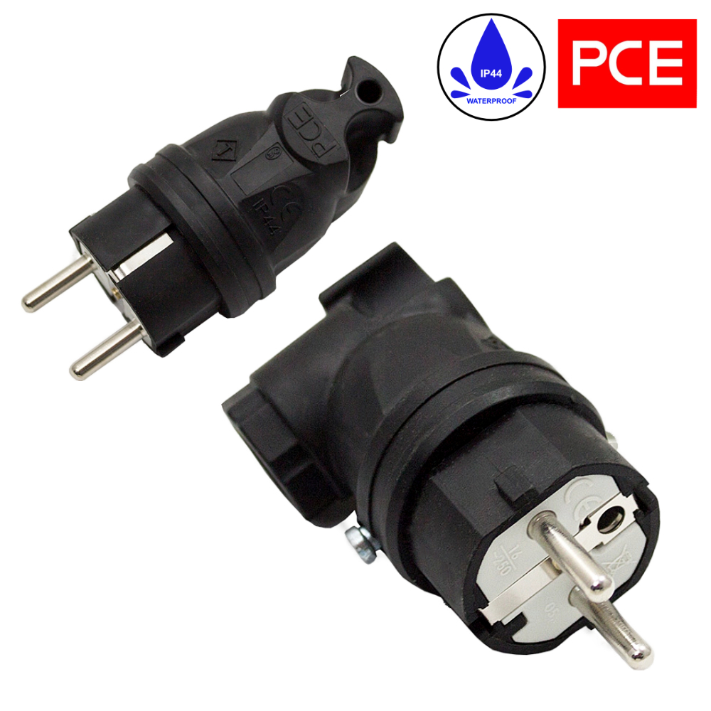 Fiche coudée PCE 16A IP44 05821-s en caoutchouc