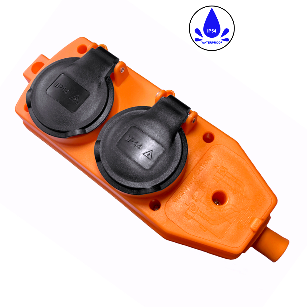 Répartiteur 4 prises 16A IP44 TYPE : avec broche de terre – orange
