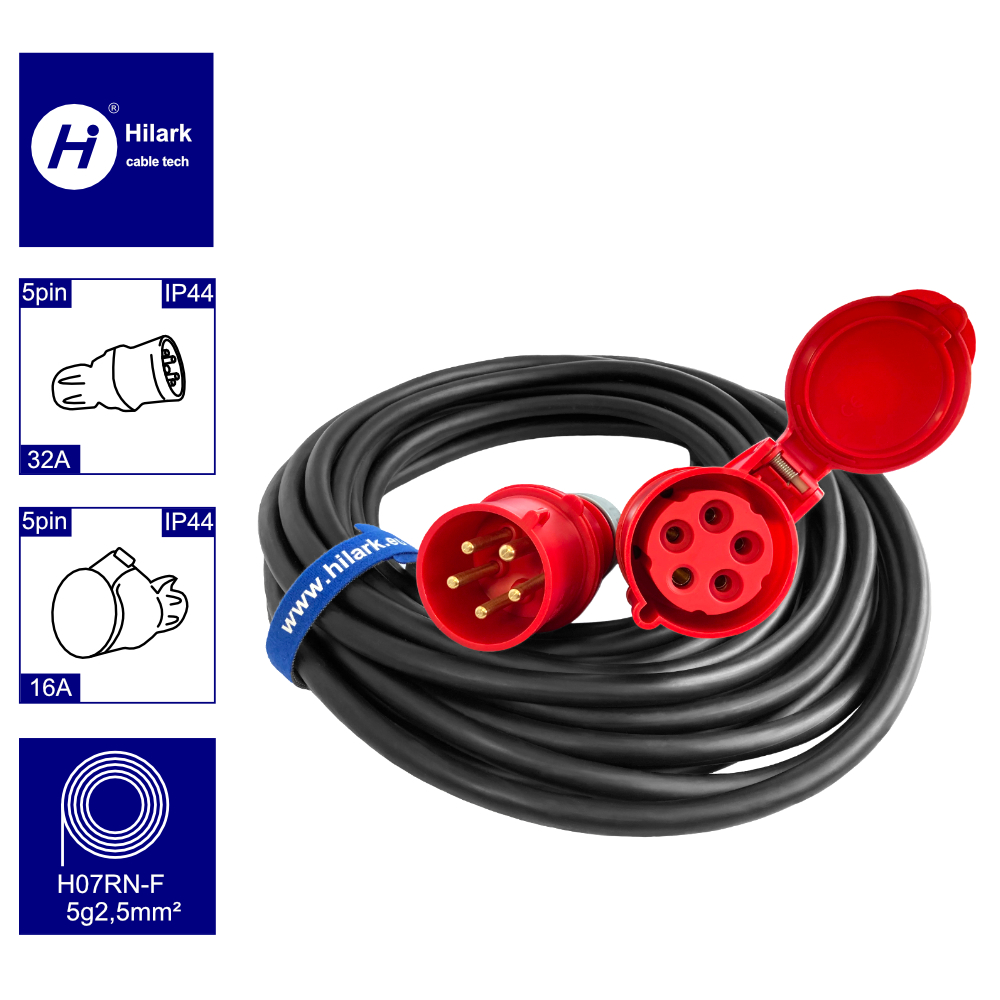 Fiche 32A 5 broches, prise 16A 5 broches - Adaptateur