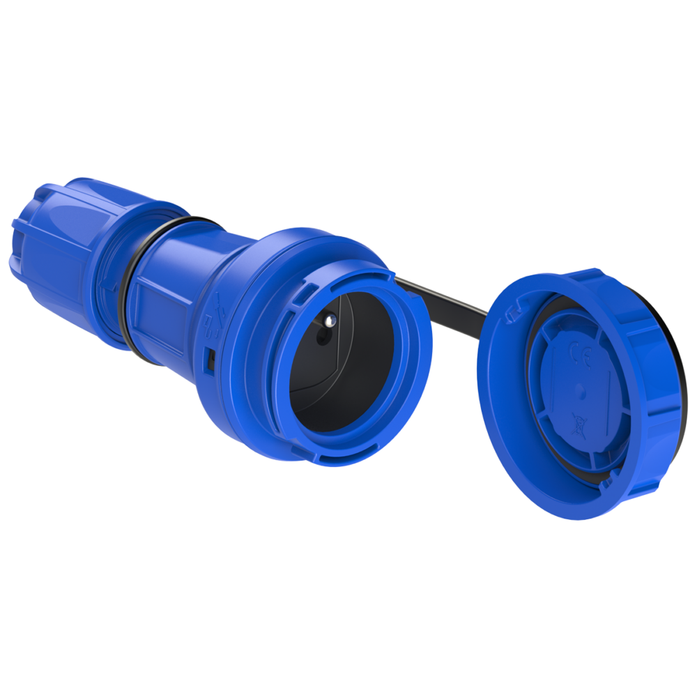 Prise mobile NAUTILUS 230V avec broche de terre IP68 20241-B + couvercle