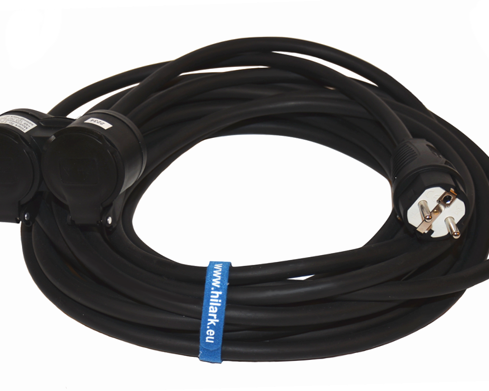 Rallonge en PVC H05VV-F 3G1,5 avec Répartiteur 2 prises 1m