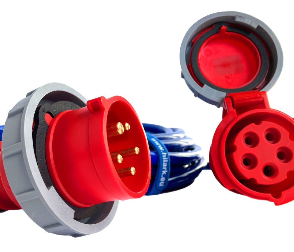 Rallonge triphasée CEE caoutchouc 16A H07BQ-F 5×2,5 IP67 1m