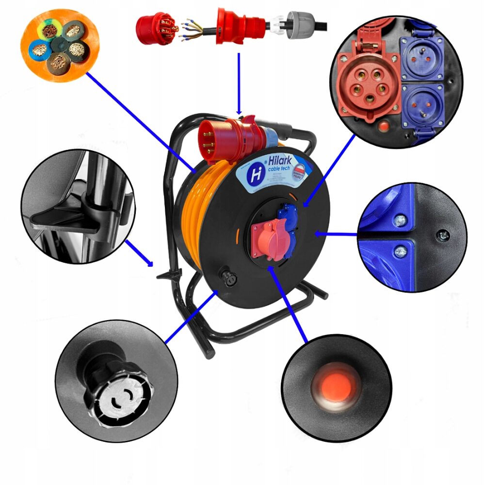Rallonge H07BQ-F 5×2,5mm² 1m Orange haute visibilité