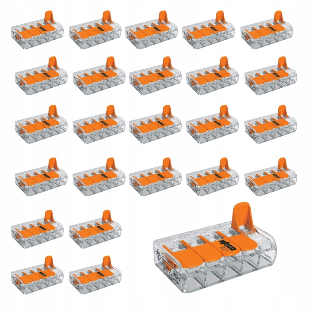 Connecteur rapide Wago 221-415 fil et câble souple 5×0,2-4mm lot de 25 pièces