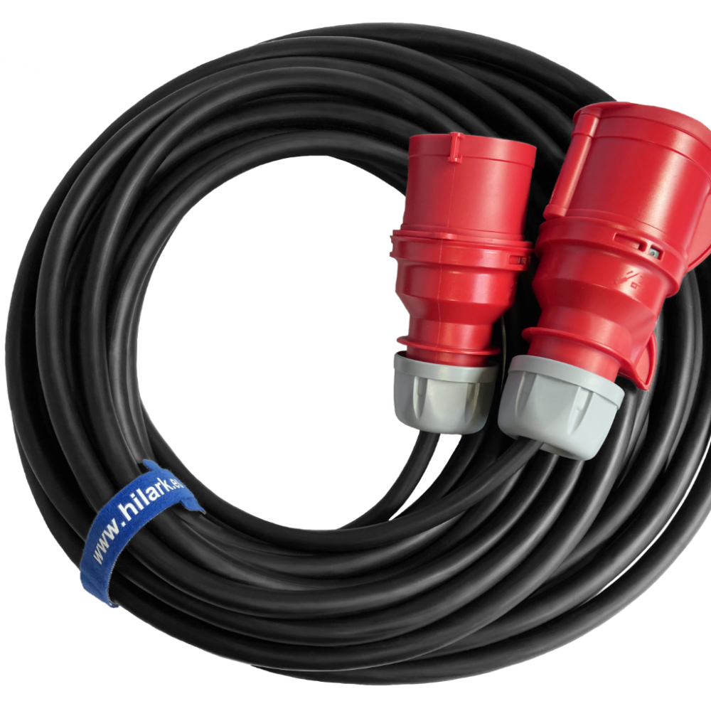 Rallonge triphasée CEE en caoutchouc H05RR-F 16A 5×2,5mm 1m