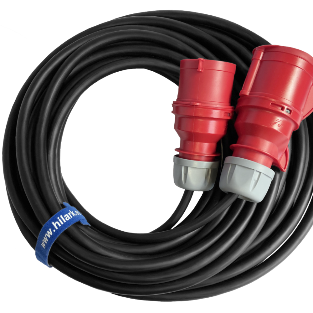 Rallonge triphasée CEE en caoutchouc H07RN-F 16A 4×2,5mm² 1m