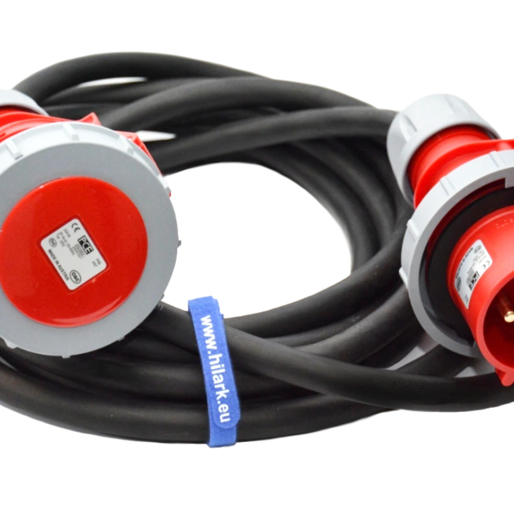Rallonge triphasée CEE caoutchouc 1M H07RN-F 5×2,5 IP67 16A