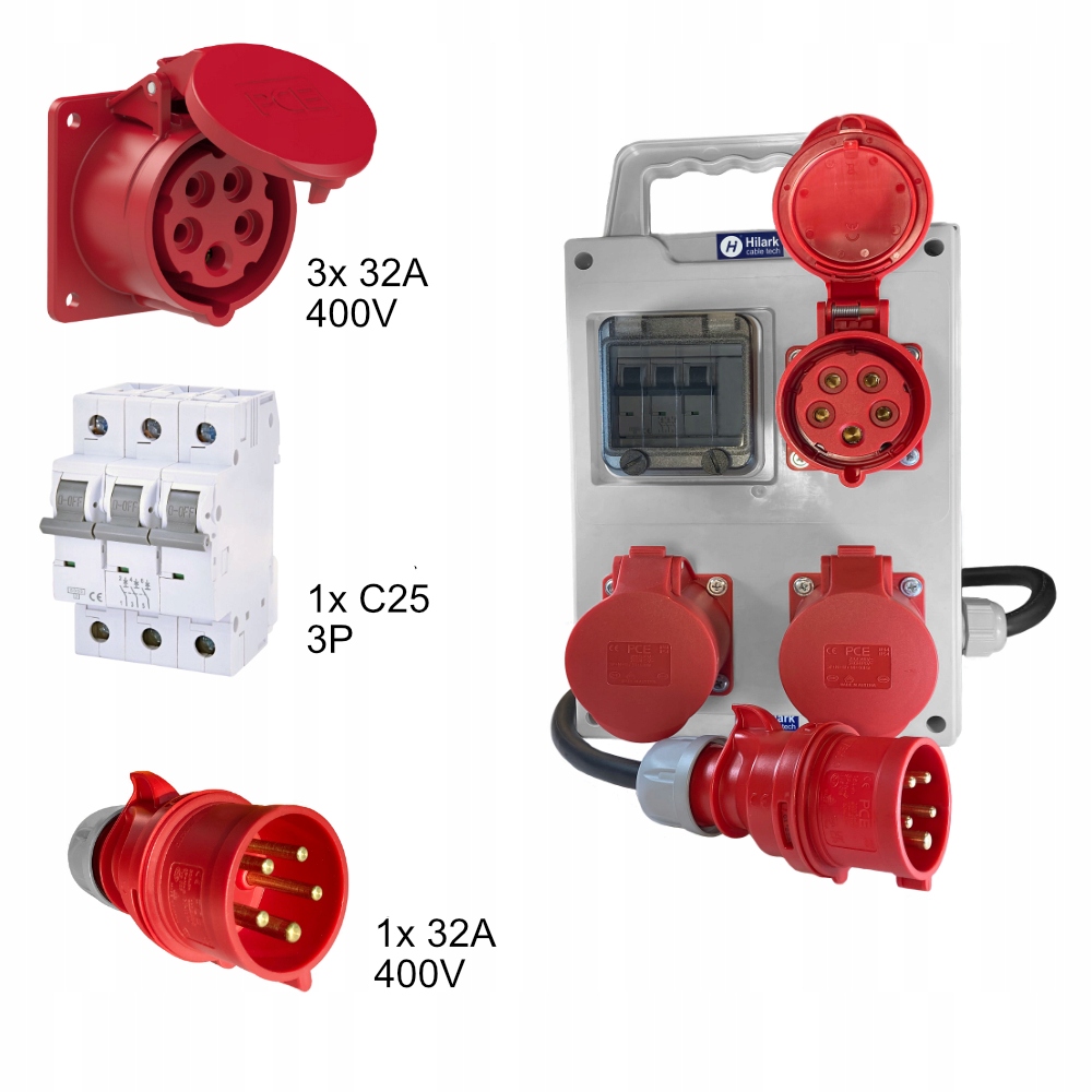 Coffret de chantier 3x32A fusible C25 3P env. 0,5m