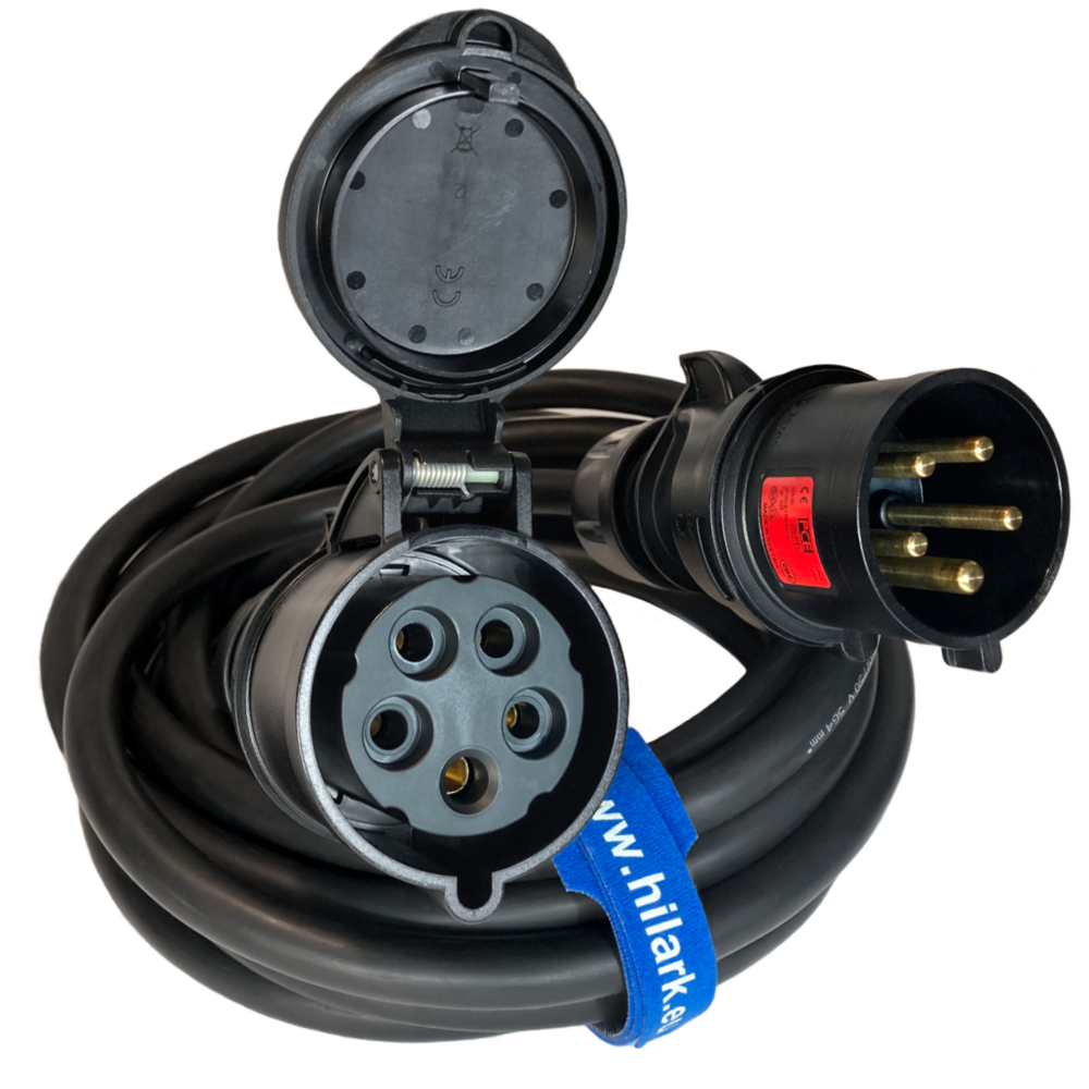 Rallonge triphasée CEE caoutchouc H07RN-F 5×2,5mm IP44 16A 1m