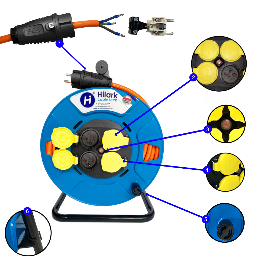 Rallonge en polyuréthane, 3×2,5 H07BQ-F Orange haute visibilité 1m
