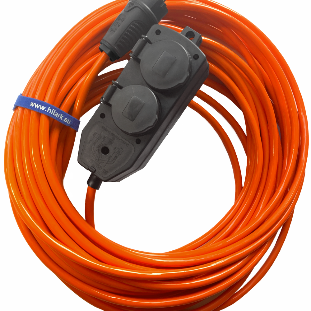 Rallonge H07BQ-F 3×2,5mm² 1m Répartiteur 4+1 Orange haute visibilité