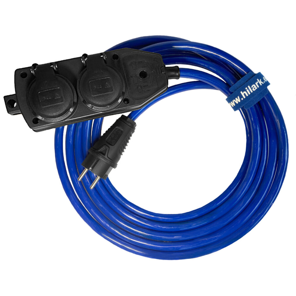Rallonge H07BQ-F 3×2,5mm² 1m RÉPARTITEUR 4+1 BLEU