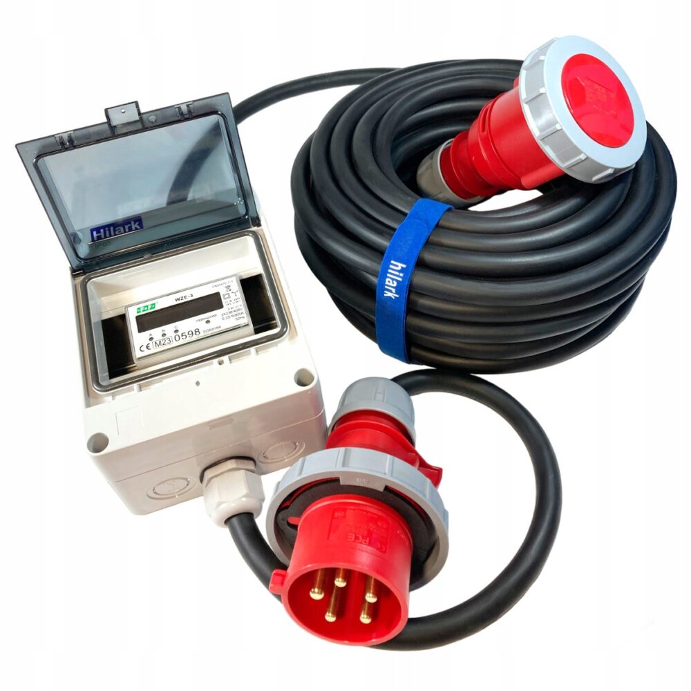 Rallonge triphasée CEE H07RN-F 5x4 32A avec compteur d'énergie