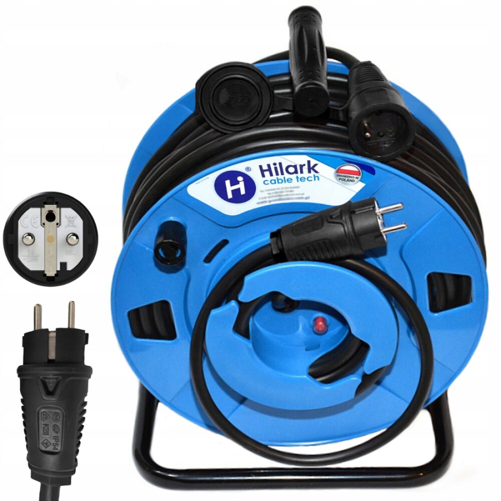 Rallonge inversée en caoutchouc H05RR-F 3×1,5mm² 45m, enrouleur