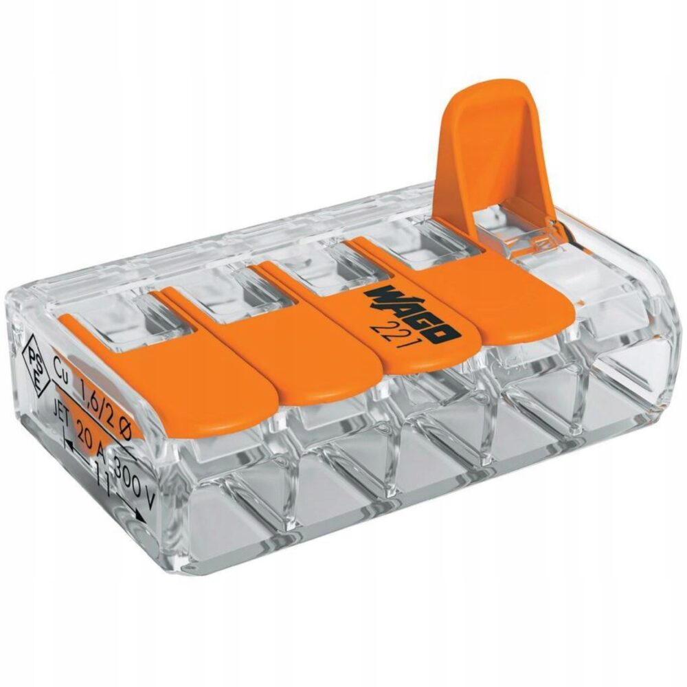Connecteur rapide Wago 221-415 fil et câble souple 5×0,2-4mm lot de 25 pièces