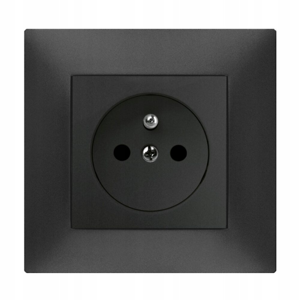 PRISE ÉLECTRIQUE SIMPLE NOIRE CARLA AVEC MISE À LA TERRE 2P+T EPN 1733-09