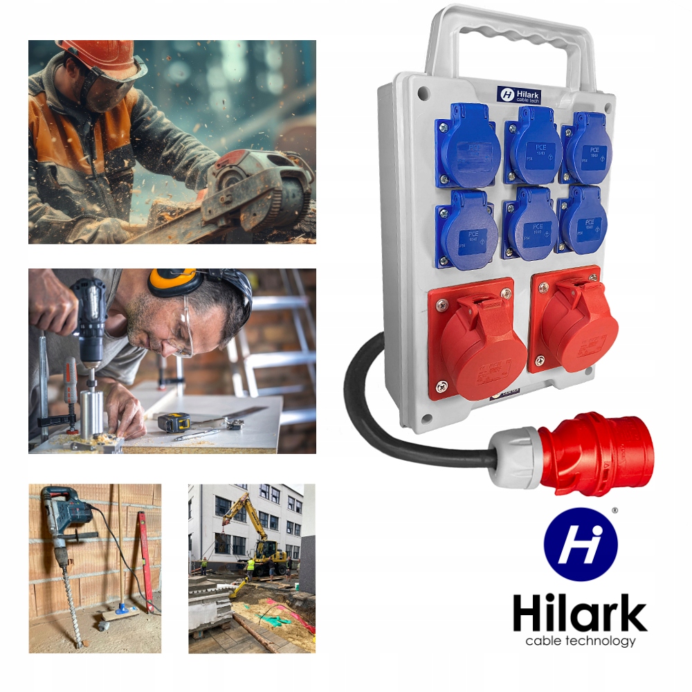 Coffret de chantier triphasé 2x16A 6x16A 230V IP44 raccordé env. 1m