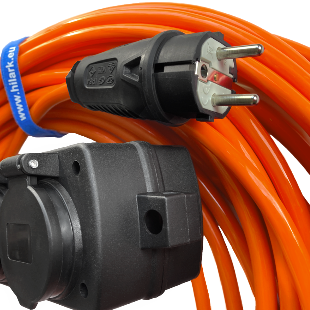 Rallonge H07BQ-F 3×2,5mm² 2m Répartiteur 4+1 Orange haute visibilité