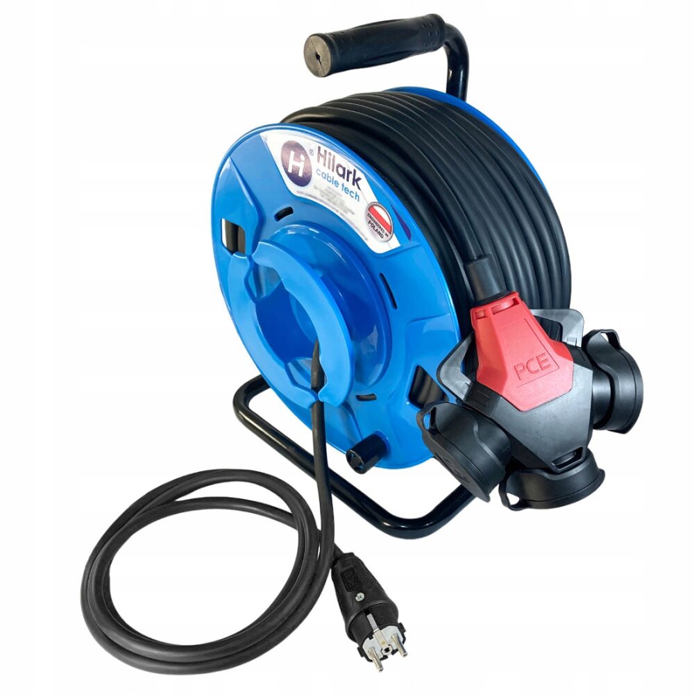 Rallonge sur enrouleur inversé avec adaptateur triple H07RN-F 3x1,5