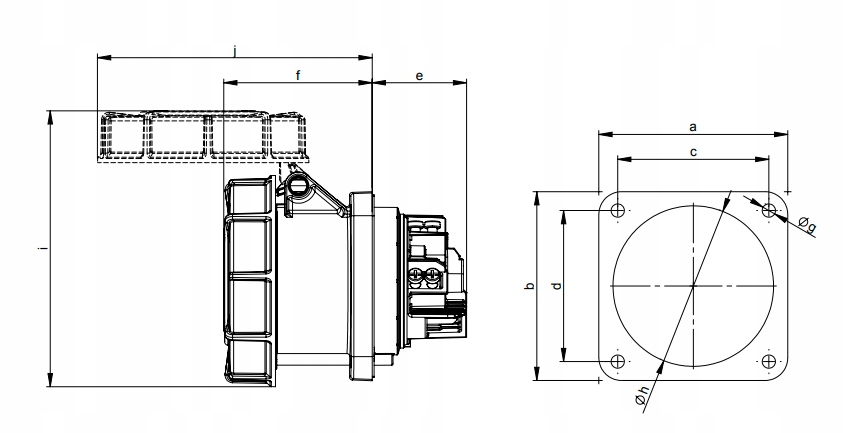 Prise encastrable 63A PCE IP67 série 333-6